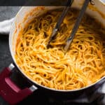 a pot of pumpkin pasta